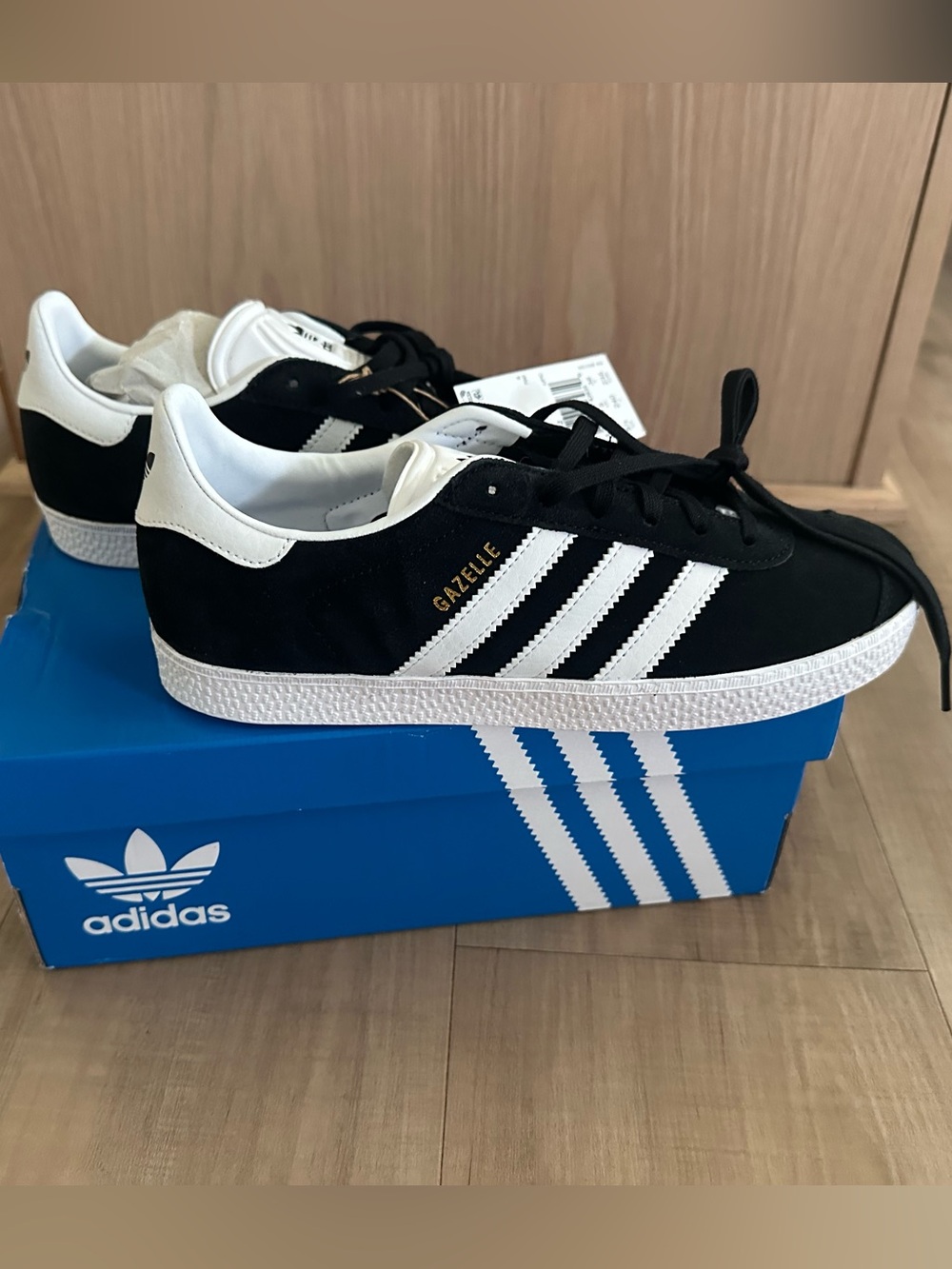 adidas Kids Gazelle Black and White Suede Sneakers